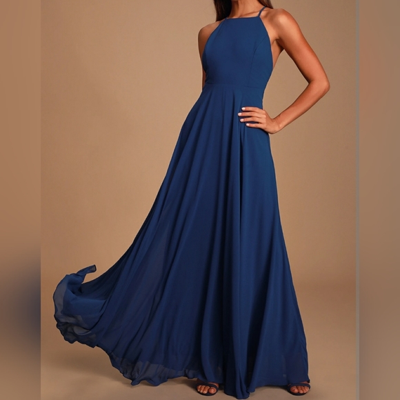 Lulus Dresses & Skirts - Lulu's Mythical Kind of Love Navy Blue Maxi Dress (Size Medium)